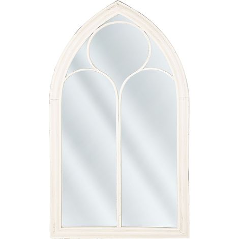 Espejo de pared de metal blanquecino 62 x 113 cm efecto envejecido forma de ventana vintage Trelly (1/5)