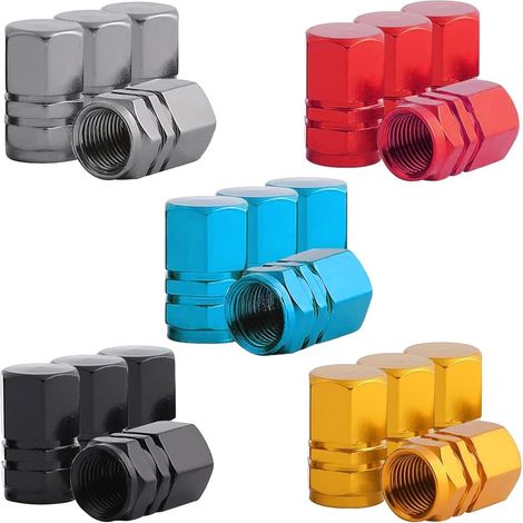 20 Pcs Aluminum Alloy Hex Tyre Valve Stem Caps Universal Schrader Valve Stem Caps Dust Proof with Seal for Car Motorcycle (1/4)