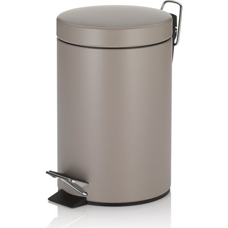 kela bidone per cosmetici marrone 3l, bidone a pedale in metallo per il bagno, bidone per i rifiuti del bagno con contenitore interno e maniglia per il trasporto, MONACO, marrone cashmere opaco (1/5)