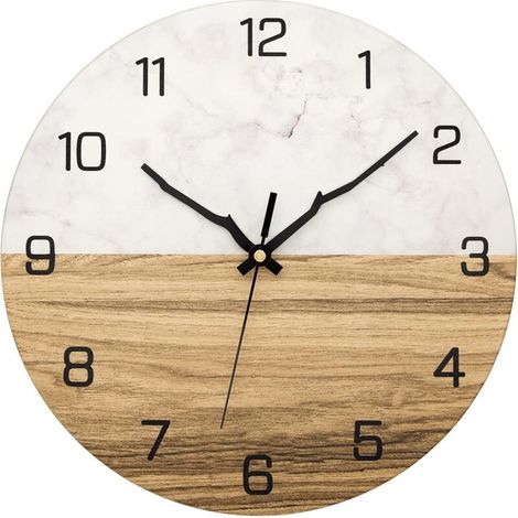 Moderne Wanduhr aus Metall, 30 cm, große Marmor-Holz-Uhr, geräuschlos, kein Ticken, für Wohnzimmer, Schlafzimmer, Küche, Zuhause, Büro