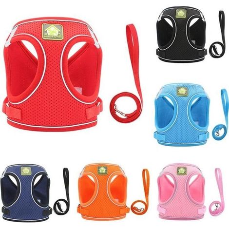 Harnais pour chat en maille de nylon, harnais et laisse réfléchissants pour chien, pour marcher, M, rose-Ywey (1/5)