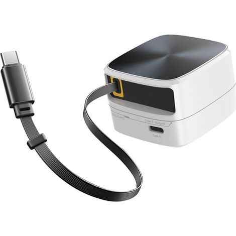 Dieses neue 35-W-GaN-Schnellladekabel ist faltbar und tragbar, verfügt über einen USB-C-Anschluss und ist mit Smartphones, Tablets und Laptops kompatibel. Es ist in Weiß erhältlich.