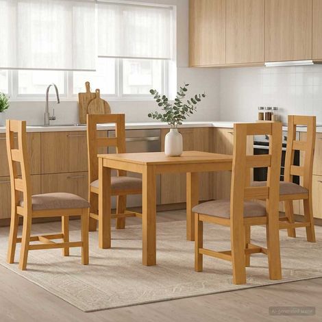 vidaXL Ensemble de salle à manger 5 pc Gris Bois de chêne massif (1/5)