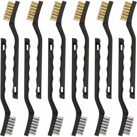 Set di 12 mini spazzole metalliche in acciaio inossidabile e ottone (1/4)