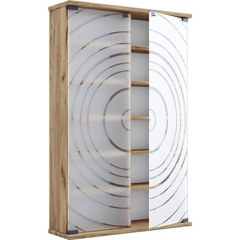 Ebuy24 – Vitrine en bois avec 2 portes en verre ESG – Dimensions H. 92 x L. 60 x P. 18 cm – 10 étagères ajustables – Pour 300 CD ou 130 DVD