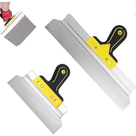 Jeu de truelles à plâtre, 2 pièces (250 mm et 400 mm), jeu de truelles/truelles de finition, truelle en acier inoxydable, truelle de lissage - JBMEDIA (1/4)