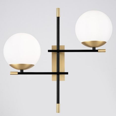 Maytoni Nostalgia Modern Nostalgia 2 Light Matt Gold Wandleuchte Glasschirm (1/5)