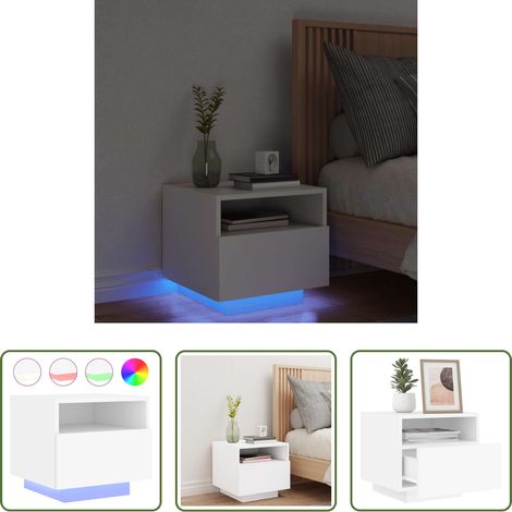 Lumière LED RVB - Table de chevet avec lumières LED blanc 40x39x37 cm (1/5)