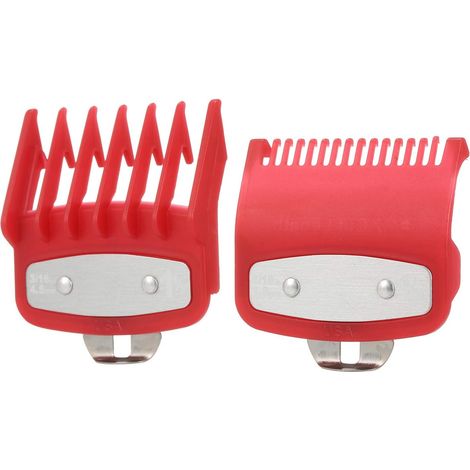 2pcs Guide De Coupe Peigne Tondeuse à Cheveux Limite Peigne Guide Fixation Ensemble de Fixation pour Tondeuse à Cheveux électrique Rasoir Outil De Coiffure 1.5mm/4.5mm - rouge, (1/3)