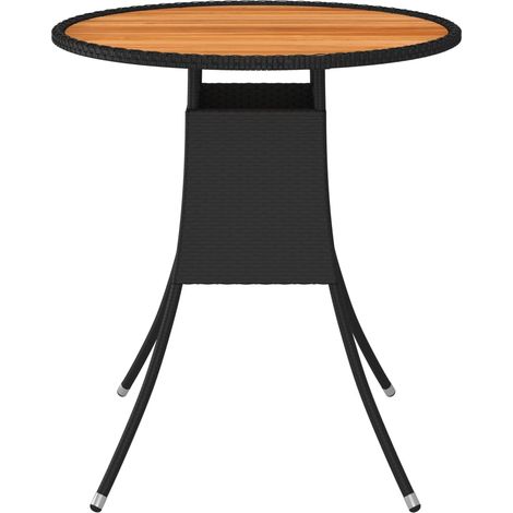 vidaXL Tavolo da Giardino Nero Ø 70 cm Polyrattan e Massello