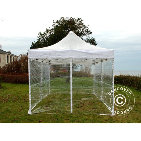 Faltzelt Faltpavillon Wasserdicht FleXtents PRO Steel 4x6m Transparent, mit 8 Seitenwänden (1/5)
