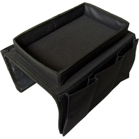 Organisateur Accoudoir - Plateau de Rangement pour Canapé avec Poches Multiples - Noir - 1 Pièce (1/5)