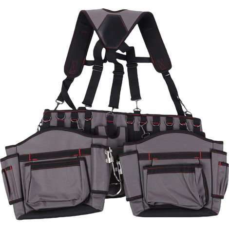 Sacoche porte-outils robuste pour électricien, multipoches, en tissu Oxford, multifonctionnelle et ajustable pour la construction. (1/5)