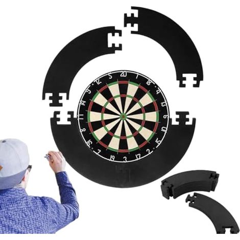 Anneau De Protection pour Cible De Fléchettes, Entourage de Fléchettes, Entourage de Fléchettes en 4 Pièces, pour la Protection du mur et du Plateau de Jeu, Facile à Emballer et à Emporter (Noir) (1/4)