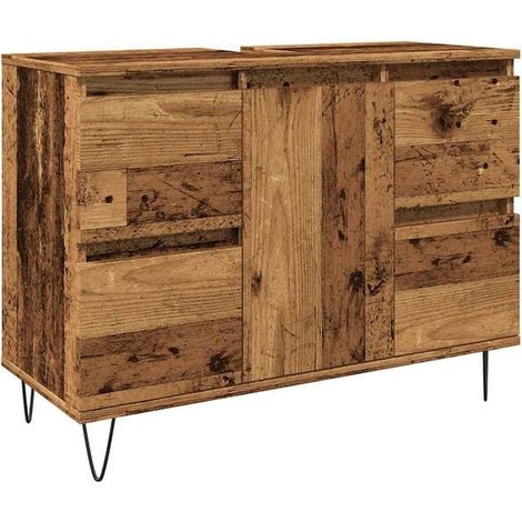 Meuble de Salle de Bain en Bois Rétro 80x33x60 cm, Bois d'Ingénierie (1/5)