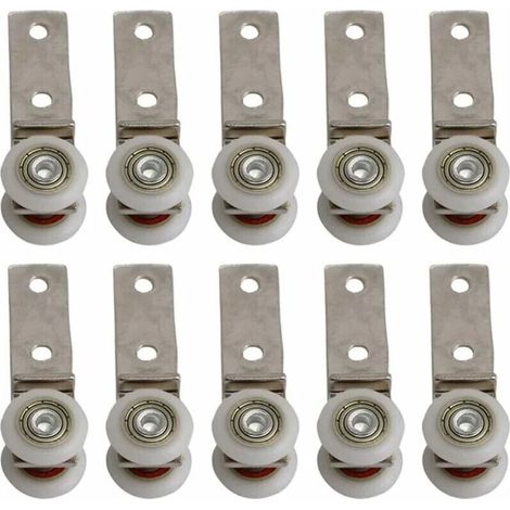 10 pack 1,9 cm Coude de conduit en métal Roulement Bloc de poulie avec deux Plastique de roue pour porte coulissante fenêtre Cabinet (1/4)