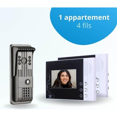 Portier interphone vidéo PILI 4 Fils - 2 écrans noirs