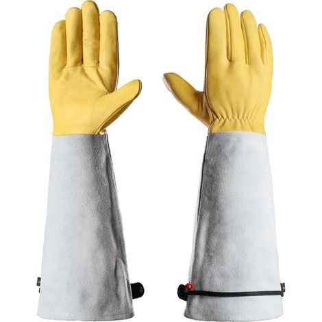 Gants de jardinage pour femmes/hommes, gants de jardinage longs en cuir anti-épines pour la taille des rosiers avec manchette réglable, gants de protection légers pour femmes pour le jardin et les tra (1/4)
