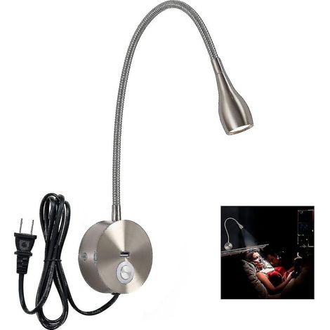 Lampe de lecture de chevet à intensité variable, lampe de lecture LED minimaliste pour lit, applique murale avec port USB, à fixer au lit ou à la tête de lit. (1/5)