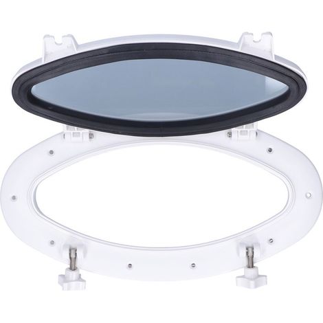 Hublot ovale blanc en verre trempé, fenêtre d'ouverture pour bateau marin, yacht RV 16 x 8-5/8 pouces (1/5)