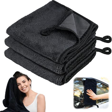 3 Pcs Chiffon Microfibre, Chiffon 40  60cm, Shiny Bath Serviette Torchons Lavette Microfibre Ménage pour Cabine De Douche, Voiture, Maison