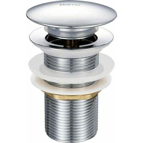 Bonde de lavabo pop-up sans trop-plein – Laiton chromé – Diamètre 66 mm – Hauteur 78 mm – Système bouton-poussoir pour vidage facile (1/4)