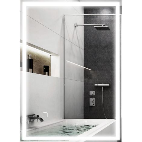 Miroir de salle de bain, miroir mural avec LED et interrupteur tactile, blanc (1/5)
