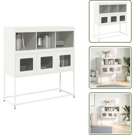 vidaXL Sideboard Weiß 100,5x39x107 cm Kaltgewalzter Stahl (1/5)