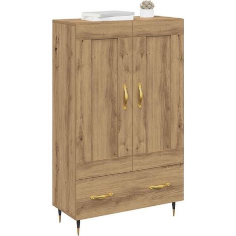 Armoire en Chêne Massif Artisanale - Placard de Rangement Haut 69,5 x 31 x 115 cm (1/5)