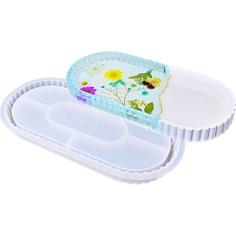 Molde grande de resina de silicona resistente con forma de flor, para moldes ovalados en forma de L. (1/5)
