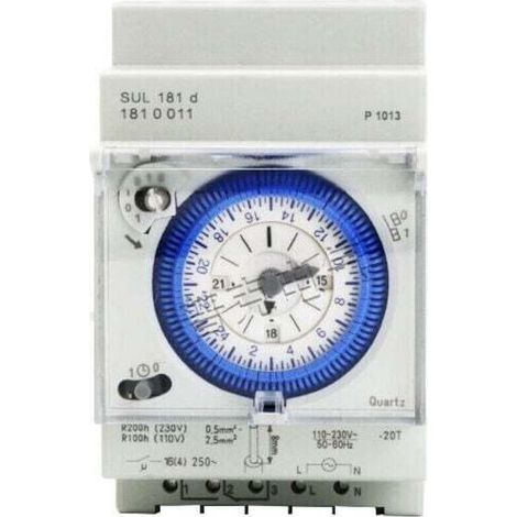 24-Hour Bidirectional Time Switch, DIN Rail Mount, 230V, 16A, Clear Digital Display, Integrated Power Reserve - SUL 181 D (1/5)