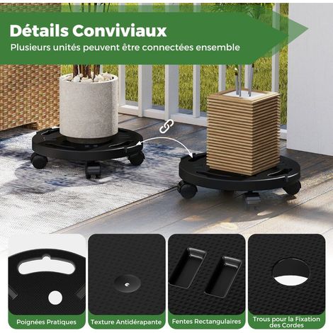 Round Moving Dolly Heavy Duty Plant Stand with 4 Universal Casters Movable Platform Roller for Furniture 30 x 28 x 7 cm (1/5)