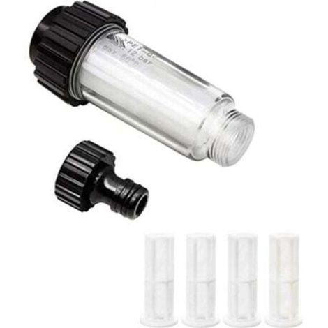 CSPARKV Kit de filtres à eau 3/4" Préfiltre à eau avec 4 filtres et adaptateur rapide pour nettoyeur haute pression, pompe de jardin, arrosage de jardin, camping-car