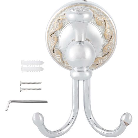 Crochet Double - Cuivre Chromé - Pour Salle De Bain Et Cuisine - Fixation Murale - Lot De 2 (1/5)