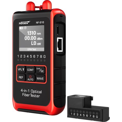 Outil de test de câbles à fibre optique NOYAFA NF-916 : wattmètre à fibre optique 4 en 1 avec localisateur visuel de défauts (VFL, REF, FC, SC, ST, RJ45). (1/5)