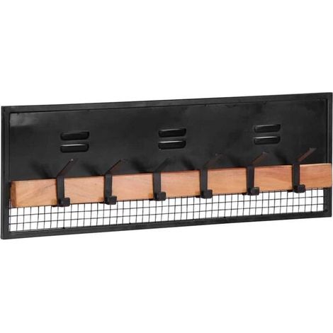 Porte-manteau mural, dimensions 90x11x30 cm, en bois de manguier massif. (1/5)