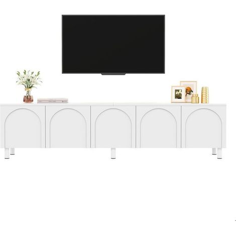 Meuble tv rangement pratique meuble de salon 5 portes pieds en métal structure en pb et mdf style moderne (1/5)