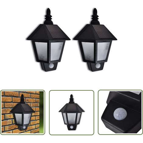 The Living Store Solar-Wandleuchten mit Bewegungsmelder 2 Stk. - Solarlaterne - Outdoorbeleuchtung - Gartenlampe - Wandleuchte - Bewegungsmelder (1/5)