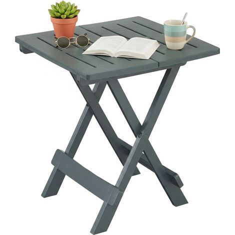 Dmora - Tavolo da esterno 0, Tavolo pieghevole quadrato, Tavolino da campeggio, 100% Made in Italy, Cm 44x50h44, Verde
