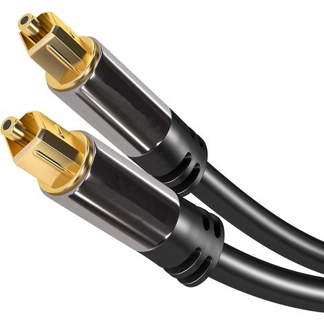 Cable Audio Numérique Optique - TOSLINK - Fibre Optique - Connecteurs Or - Compatible S/PDIF - Pour Home Cinema Récepteur Console - 1,5 M (1/5)