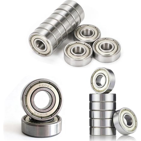Lot de 10 petits roulements à billes 608zz en métal à double blindage miniature pour skateboard, accessoires de vélo, 8 mm x 22 mm x 7 mm, argent (1/5)