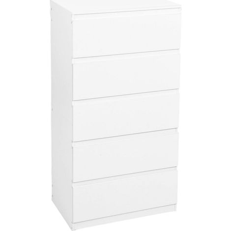 Kommode Weiß 60 cm Breit mit 5 Schubladen, Schlafzimmer & Flur (1/5)