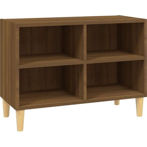 Mueble TV multimedia estantería para televisión buffet para televisión comedor salón dormitorio con patas de madera maciza de roble 69,5 x 30 x 50 cm marrón 020026851