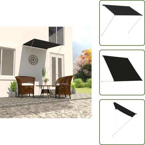 The Living Store Auvent rétractable 100x150 cm Anthracite - Auvent extérieur (1/5)