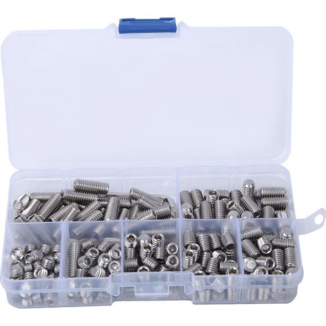 Vis Sans Tête M6 - Acier Inoxydable 304 - 212 Pièces - Boîte Organisatrice avec Clés Allen - Pour Assemblage Mécanique et Réparation (1/5)