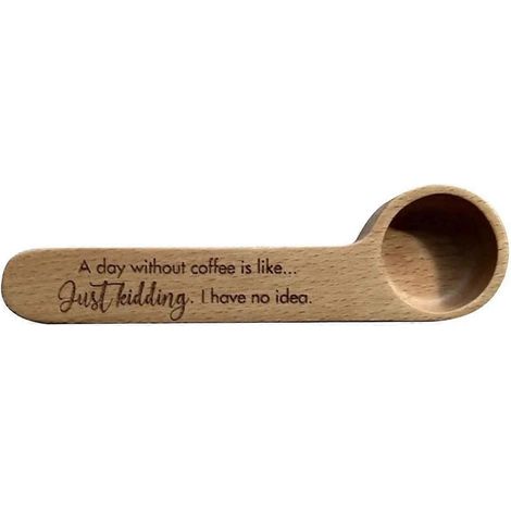 Cuillère doseuse à café 2 en 1 en bois gravé avec pince pour sachet, style 1 (1/4)