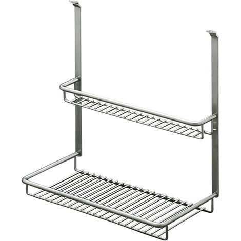 Etagère de cuisine en aluminium à 2 niveaux - Matériau : Acier - Décor : Chromé - Finition : Satiné - Largeur : 350 mm - Hauteur : 300 mm - Profondeur : 180 mm - MENAGE&CONFORT (1/2)