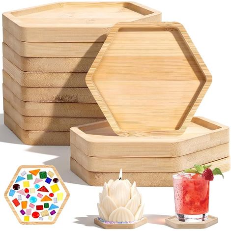 Dessous De Verre Bois Kit Mosaique Adulte Dessous De Bougie Bambou sous-Verre en Bois Kit De Bricolage pour sous-Verres Mosaïques (1/5)