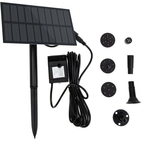 Pompe Solaire pour Fontaine D'extérieur Capacité 260l/h en Abs Noir Alimentation Solaire pour Jardins et Bassins Décoratifs (1/5)
