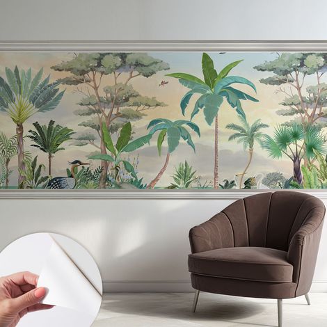 Papier peint adhésif avec colle pour décoration moderne de salon chambre à coucher cuisine et bureau Facile Flore exotique 250x104 cm (1/5)